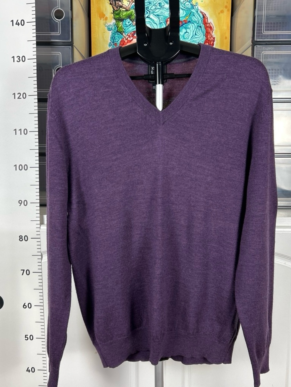 Jos. A. Bank Men's V-Neck Sweater in Deep Purple Heather